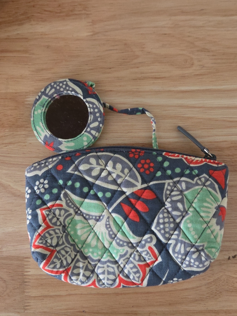 Vera Bradley Quilted Clutch Coin Purse Wallet With Mirror